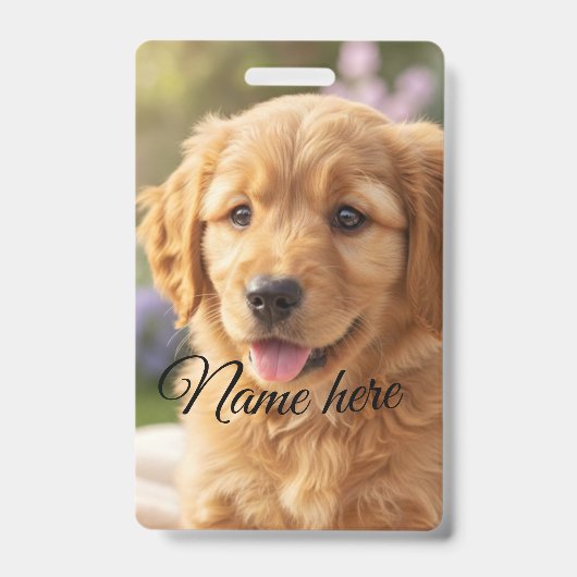 Badge Modèle de photo de nom d'animal de compagnie simpl (Avant)