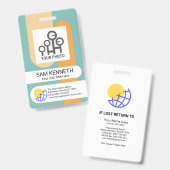 Badge Modèle de photo d'employé à rayures verticales sim (Avant & arrière)