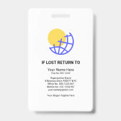 Badge Modèle de photo d'employé à rayures verticales sim (Arrière)