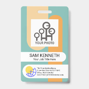 Badge Modèle de photo d'employé à rayures verticales sim