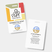 Badge Modèle de photo d'employé avec bordures incurvées  (Avant & arrière)