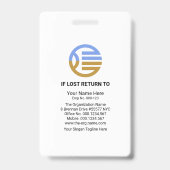 Badge Modèle de photo d'employé avec bordures incurvées  (Arrière)