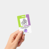 Badge Modèle de photo d'employé Vagues Vertes Violettes  (Manuel / portable)