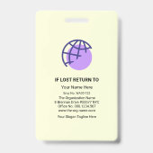 Badge Modèle de photo d'employé Vagues Vertes Violettes  (Arrière)