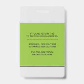 Badge Modèle de photo d'identification professionnelle v (Arrière)