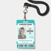 Badge Modèle de photo d'identité à code-barres Vert sarc (Avant avec lanière)