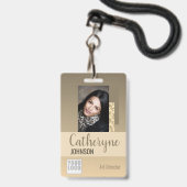 Badge Modèle de photo d'identité avec code-barres et log (Avant avec lanière)
