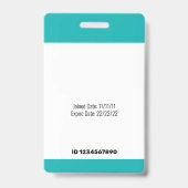 Badge Modèle de photo d'identité avec code-barres Vert s (Arrière)