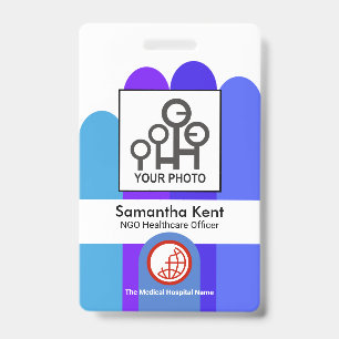 Badge Modèle de photo du personnel de Blue Helping Hand 