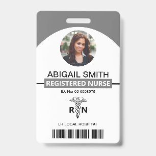 Badge Modèle de photo grise caducée d'employé Infirmière