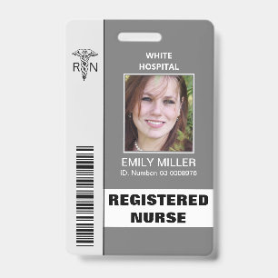 Badge Modèle de photo grise caducée d'employé infirmière