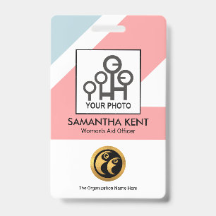 Badge Modèle de photo médical avec rectangles bleus et r