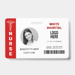 Badge Modèle de photo rouge de carte d'identité d'infirm