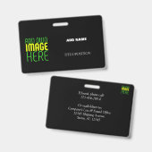 BADGE MODÈLE DE TEXTE D'IMAGE NOIRE SIMPLE ET MODERNE (Avant & arrière)