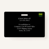 BADGE MODÈLE DE TEXTE D'IMAGE NOIRE SIMPLE ET MODERNE (Dos)