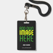 BADGE MODELE DE TEXTE D'IMAGE NOIRE SIMPLE ET MODIFIABLE (Avant avec lanière)