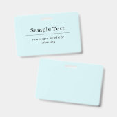 Badge Modèle de texte simple et élégant | Bleu Clair (Avant & arrière)