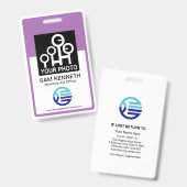 Badge Modèle d'identification de photo d'employé avec ca (Avant & arrière)