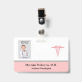 Badge Modèle d'identification médicale de cancérologue (Avant avec clip)