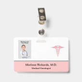 Badge Modèle d'identification médicale de cancérologue (Arrière avec clip)