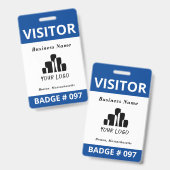 Badge Modèle du logo du visiteur bleu double face (Avant & arrière)