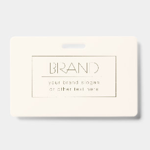 Badge Modèle éditable élégant Blanc cassé et marron fo