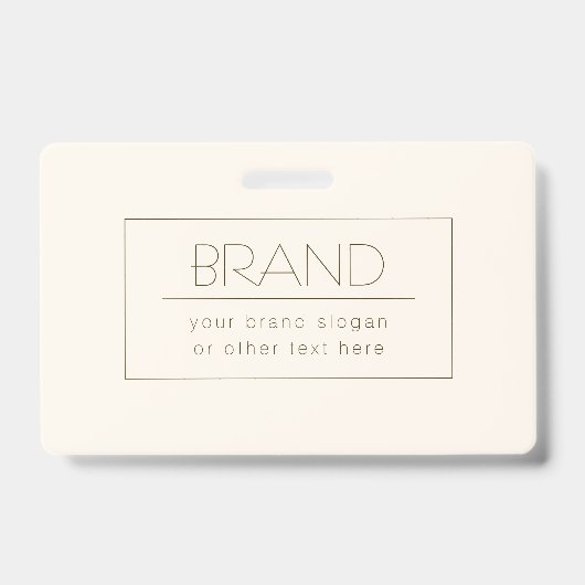 Badge Modèle éditable élégant | Blanc cassé et marron fo (Avant)