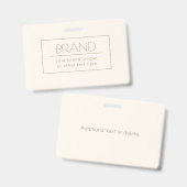 Badge Modèle éditable élégant | Blanc cassé et marron fo (Avant & arrière)