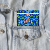 Badge Modèle Floral bleu Abstrait (Insitu)