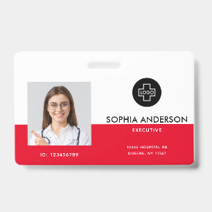 Badge Modèle moderne de photo d'employé Logo Nom Infirmi