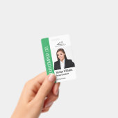 Badge Modèle moderne Photo de l'employé Logo Nom Vert (Manuel / portable)