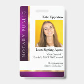 Badge Modèle Notaire Purple & Gold pour ID (Face)