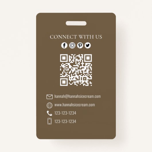 Badge Modèle photo de code QR de crème glacée d'entrepri (Dos)