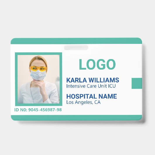 Badge MODÈLE PHOTO de l'ID infirmière de l'ICU (Front)