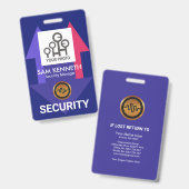 Badge Modèle photo de sécurité des flèches bleues élégan (Avant & arrière)