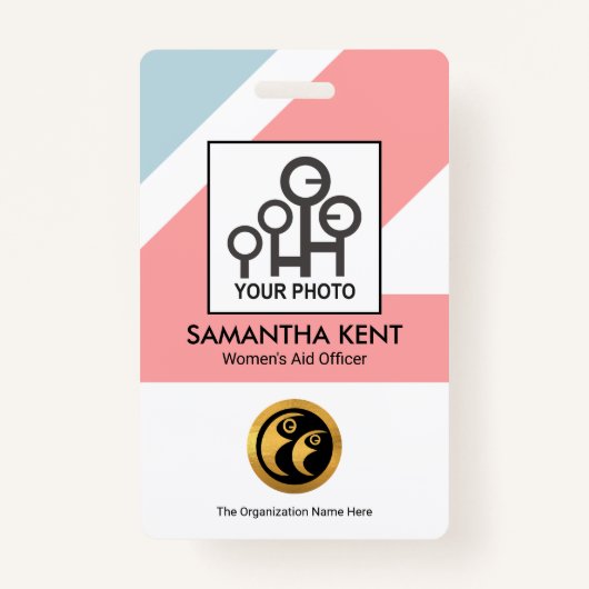 Badge Modèle photo Médicale Rectangles bleu chic (Devant)