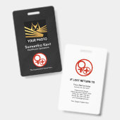 Badge Modèle photo minimaliste noir Médicale (Avant & arrière)