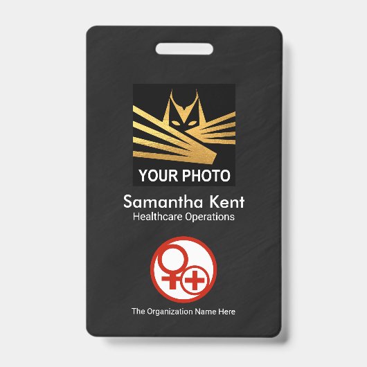 Badge Modèle photo minimaliste noir Médicale (Avant)