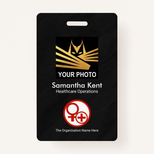 Badge Modèle photo minimaliste noir Médicale (Devant)