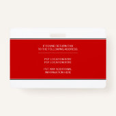 Badge Modèle photo rouge de l'ID employé de presse (Dos)