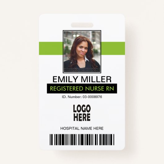 Badge modèle photo vert Médicale employé id cime verte (Devant)