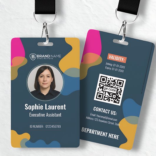 Badge Modern Abstract Shapes Blue Professional Photo ID 