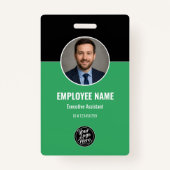 Badge Modern Black Green Employee Identification Card (Devant)