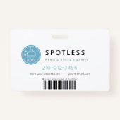 Badge Modern Broom Logo Blue Cleaning Service ID Photo (Dos)