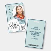Badge Modern Business Employee Photo Name Card QR code (Avant & arrière)