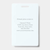 Badge Modern Chic Press Reporter Photographe ID du perso (Arrière)