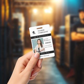 Badge Modern Company Employee Photo Logo Name