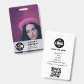 Badge Modern Company ID Card with Photo & QR Code (Avant & arrière)