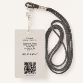 Badge Modern Company Staff Employee ID White Sand Photo  (Derrière avec lanière)