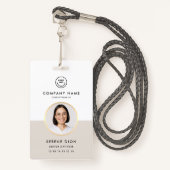 Badge Modern Company Staff Employee ID White Sand Photo  (Devant avec lanière)